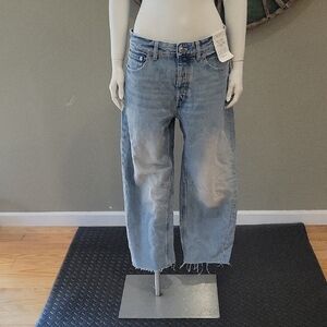 Madewell The Curvy Darted Barrel Leg Light Blue Ankle Jeans
